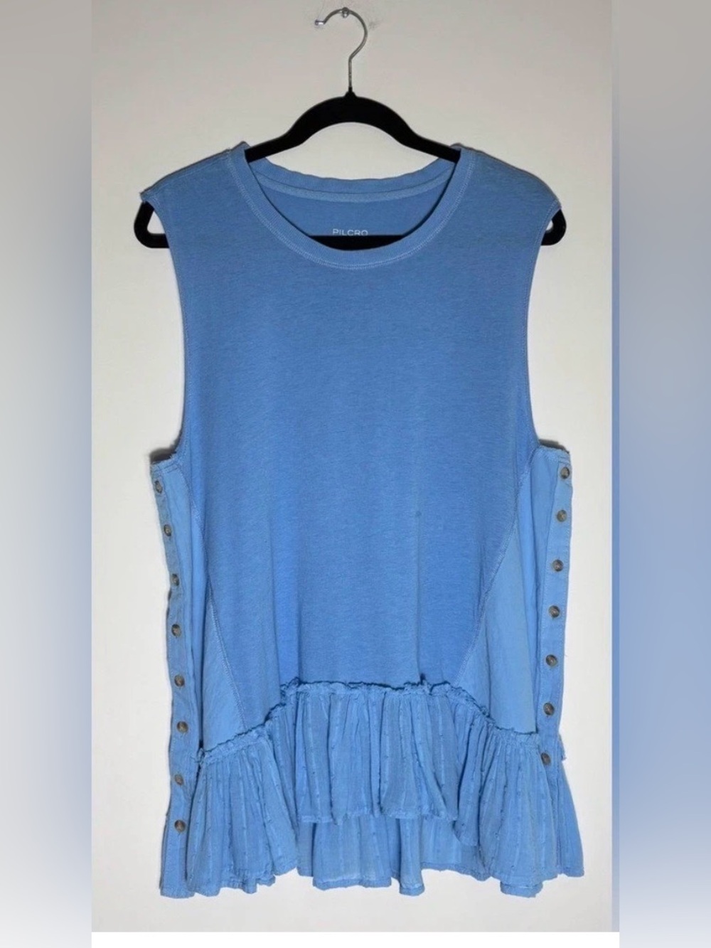 Pilcro Ruffled Babydoll Muscle Tank – Blue | Size Small - Picture 2 of 6